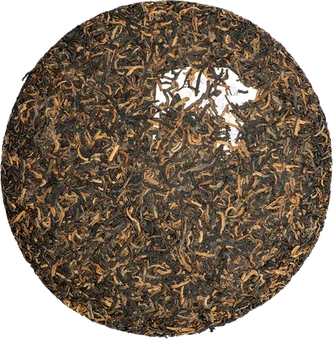 Unwrapped Bulang shu pu-erh tea cake