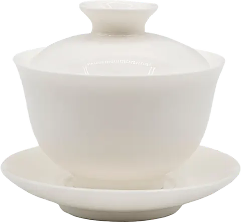 White Dehua gaiwan with lid and saucer