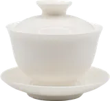 White Dehua gaiwan with lid and saucer