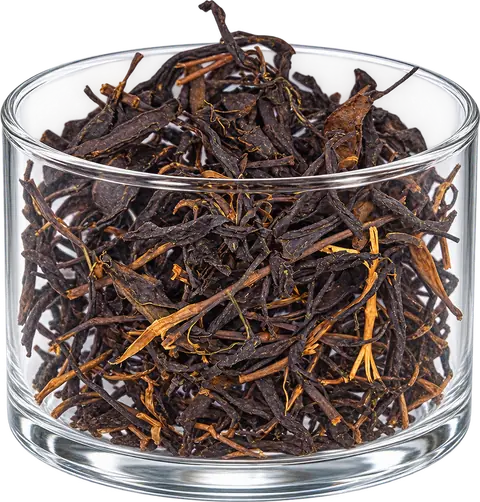 Guria Georgian black tea in a clear display cylinder