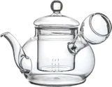 Clear glass teapot with lid, removable infuser and loop handle